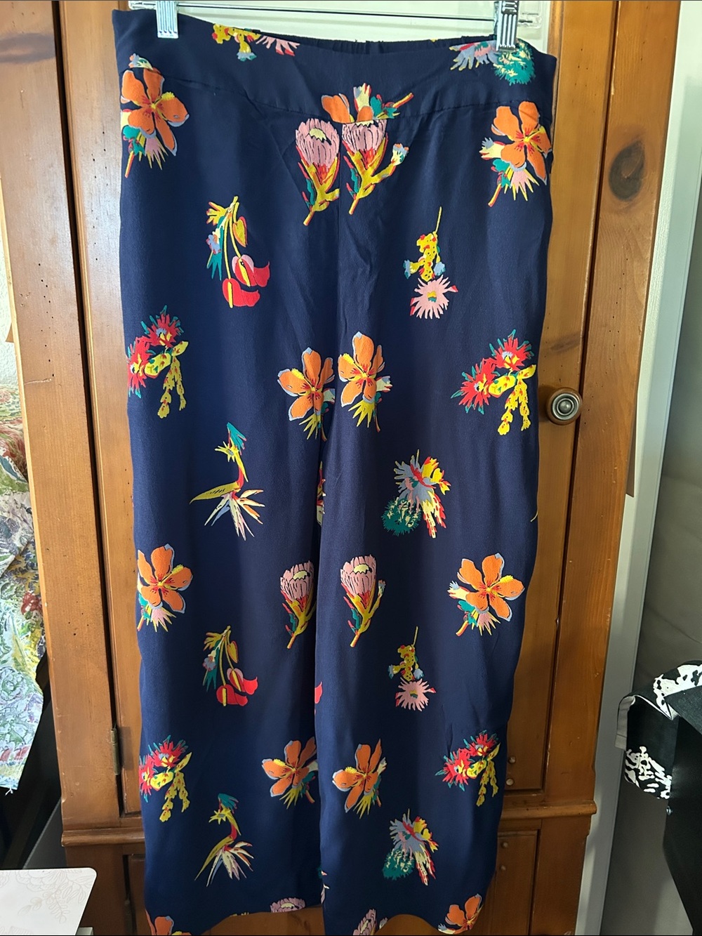 Madewell Floral Wide-Leg Jumpsuit Pants - Navy